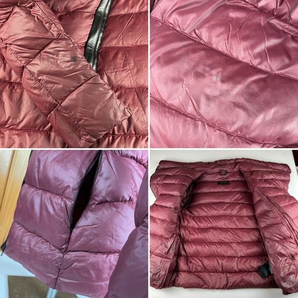 Mackage Qeren Women’s Sz Medium Leather Trim Down Convertible Vest Coat Red - Picture 9 of 11